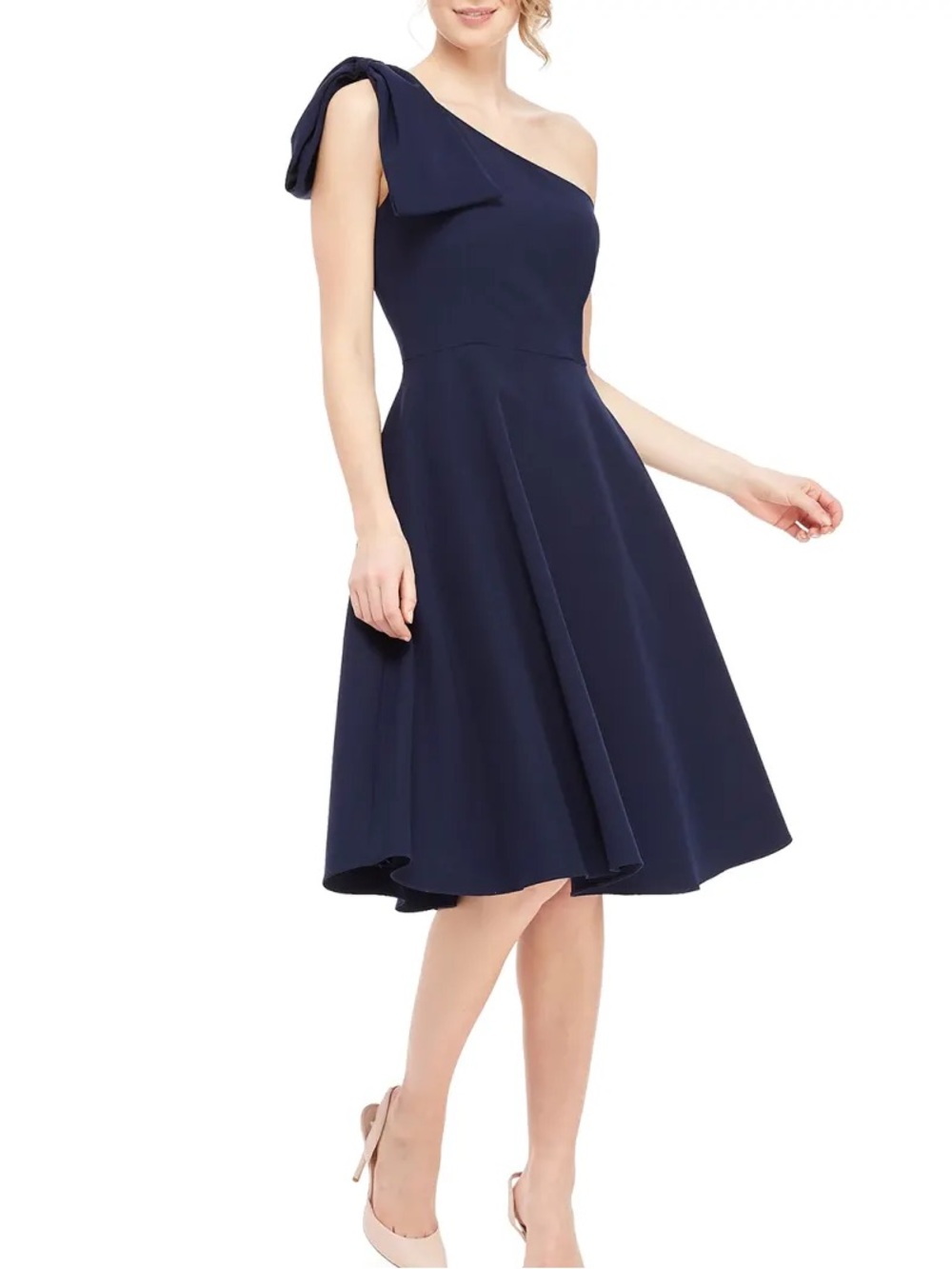 Gal Meets Glam Dress Womens 4 Yvonne Navy One-Shoulder Bow Wedding Party Event